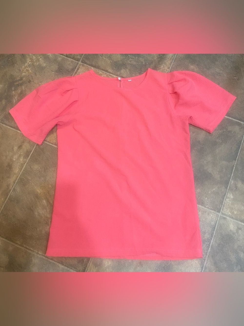 SHEIN Coral Pink Puff Sleeve Blouse